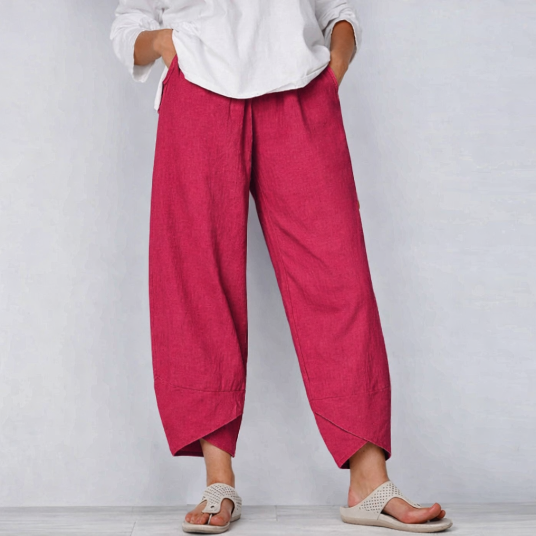 Eleonora | Dames Casual Cropped Broek Met Wijde Pijpen
