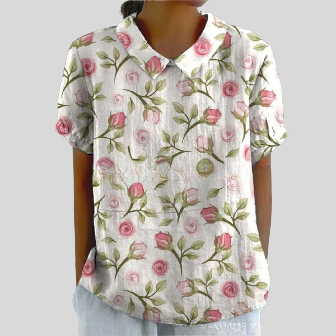 Daisy | Dames Casual Top Met Bloemenprint En Kraag