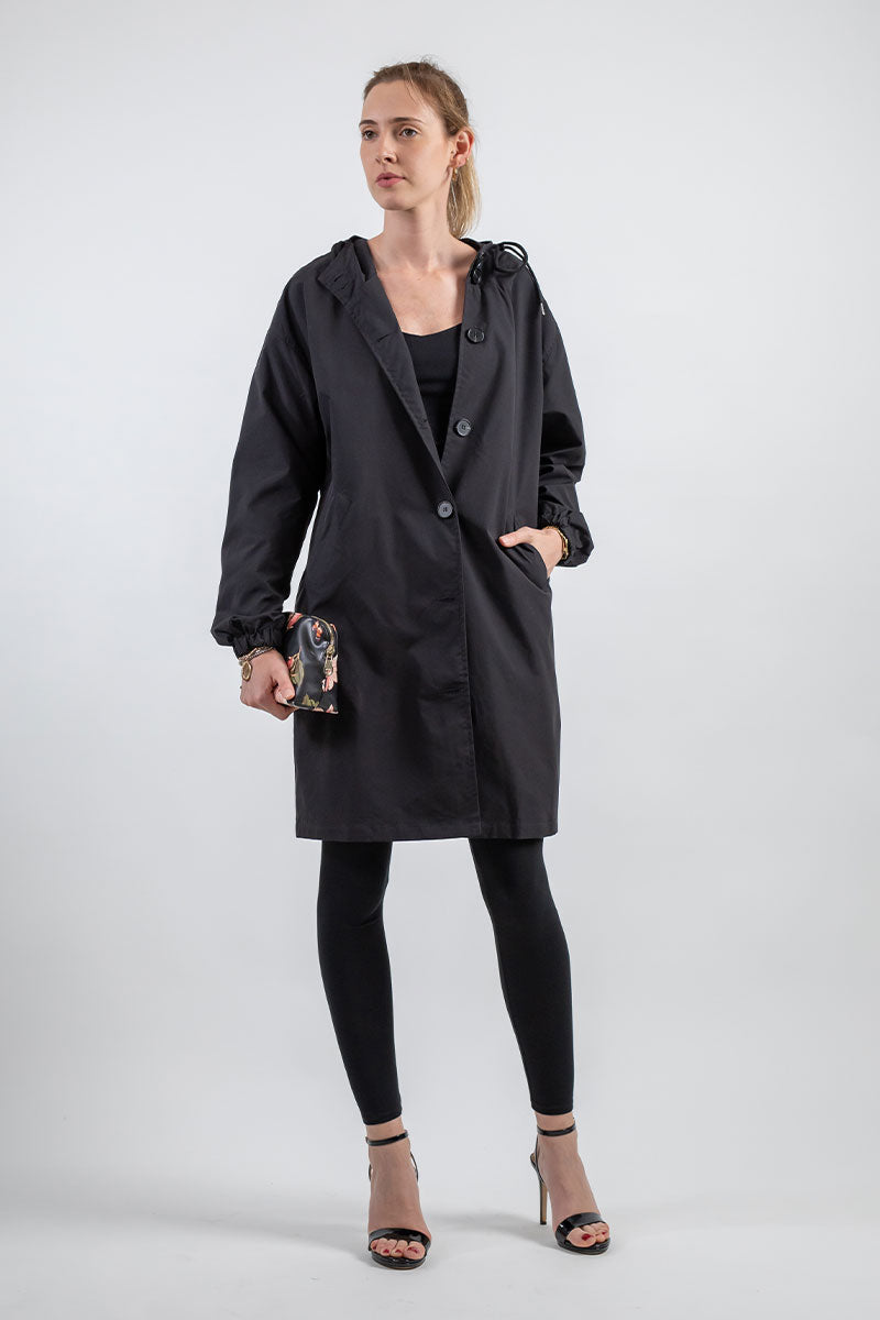 Rebecca | Dames Casual Lange Jas met Capuchon en Knopen