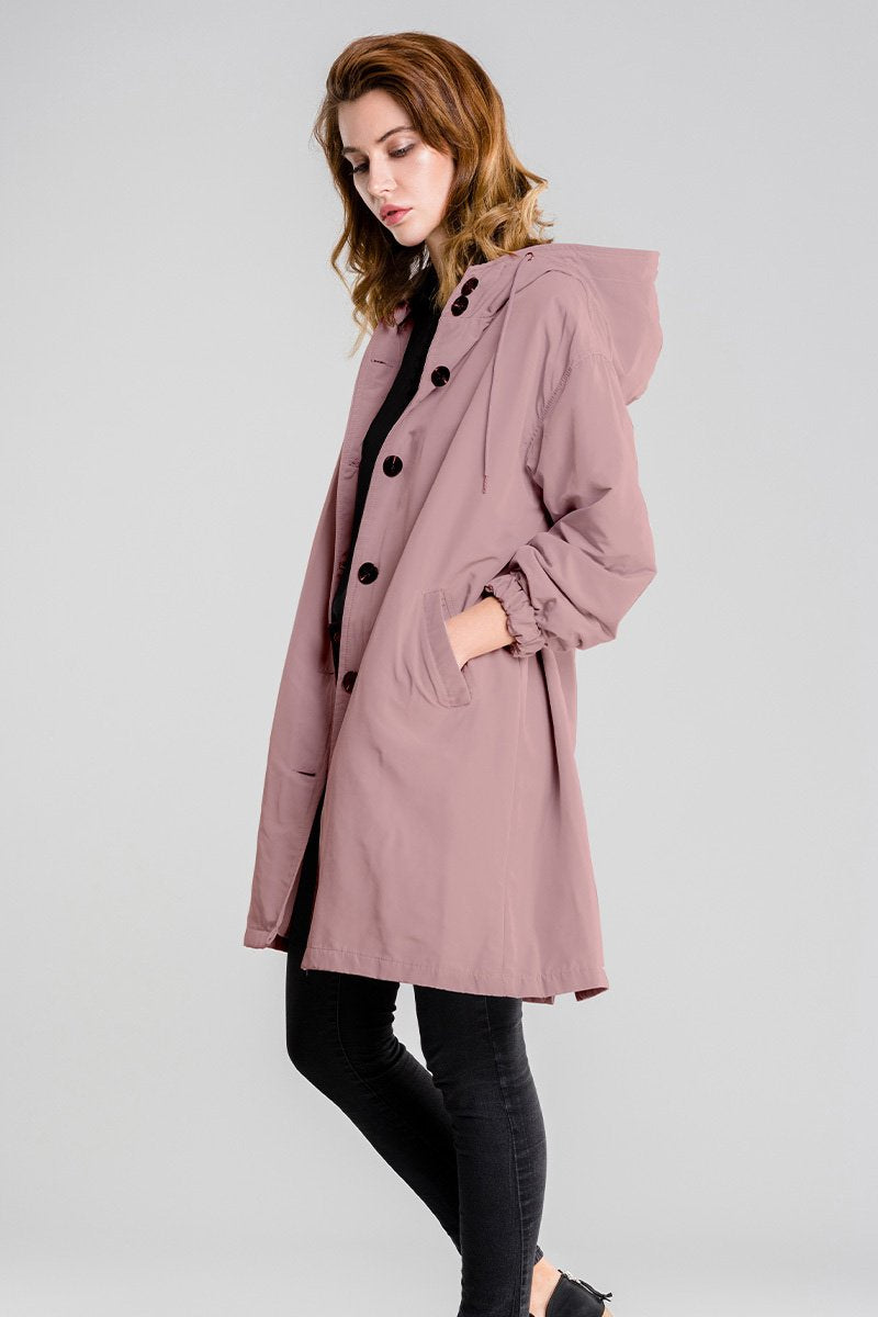 Rebecca | Dames Casual Lange Jas met Capuchon en Knopen