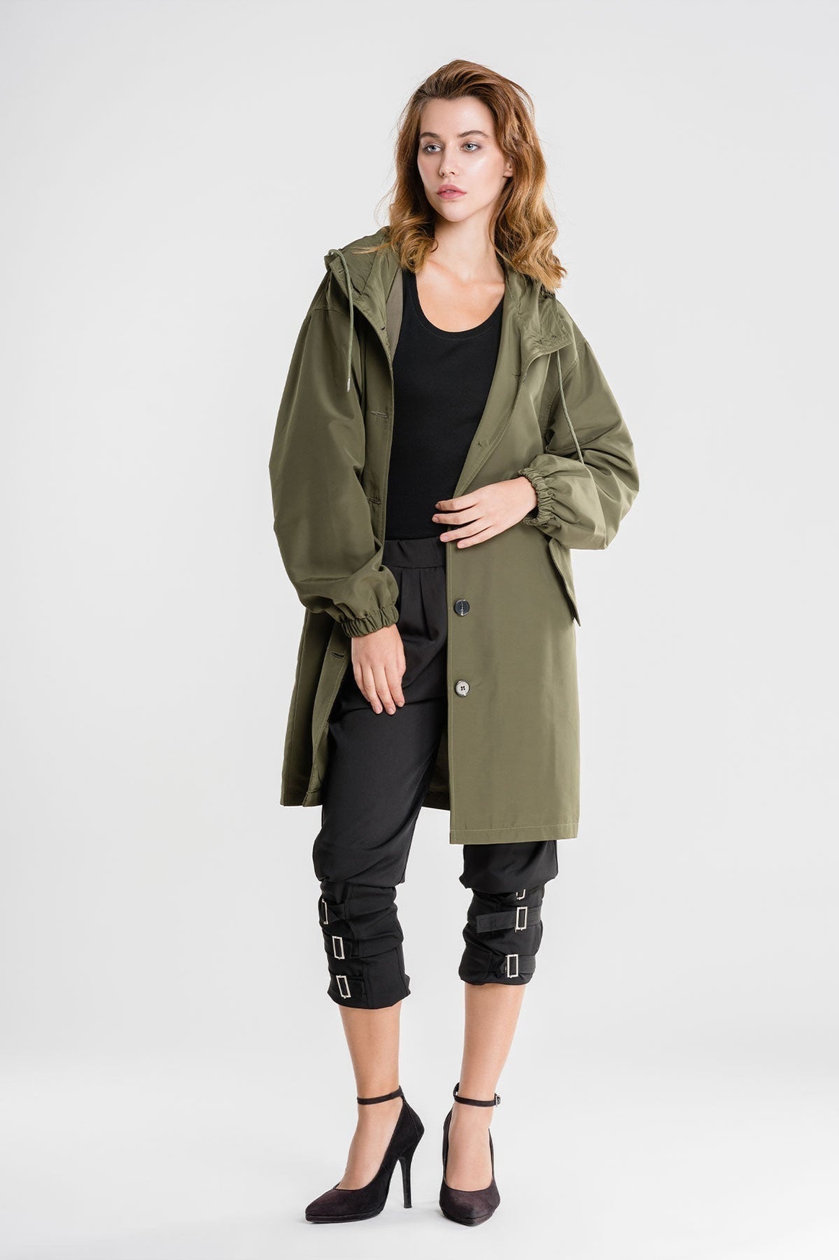 Rebecca | Dames Casual Lange Jas met Capuchon en Knopen