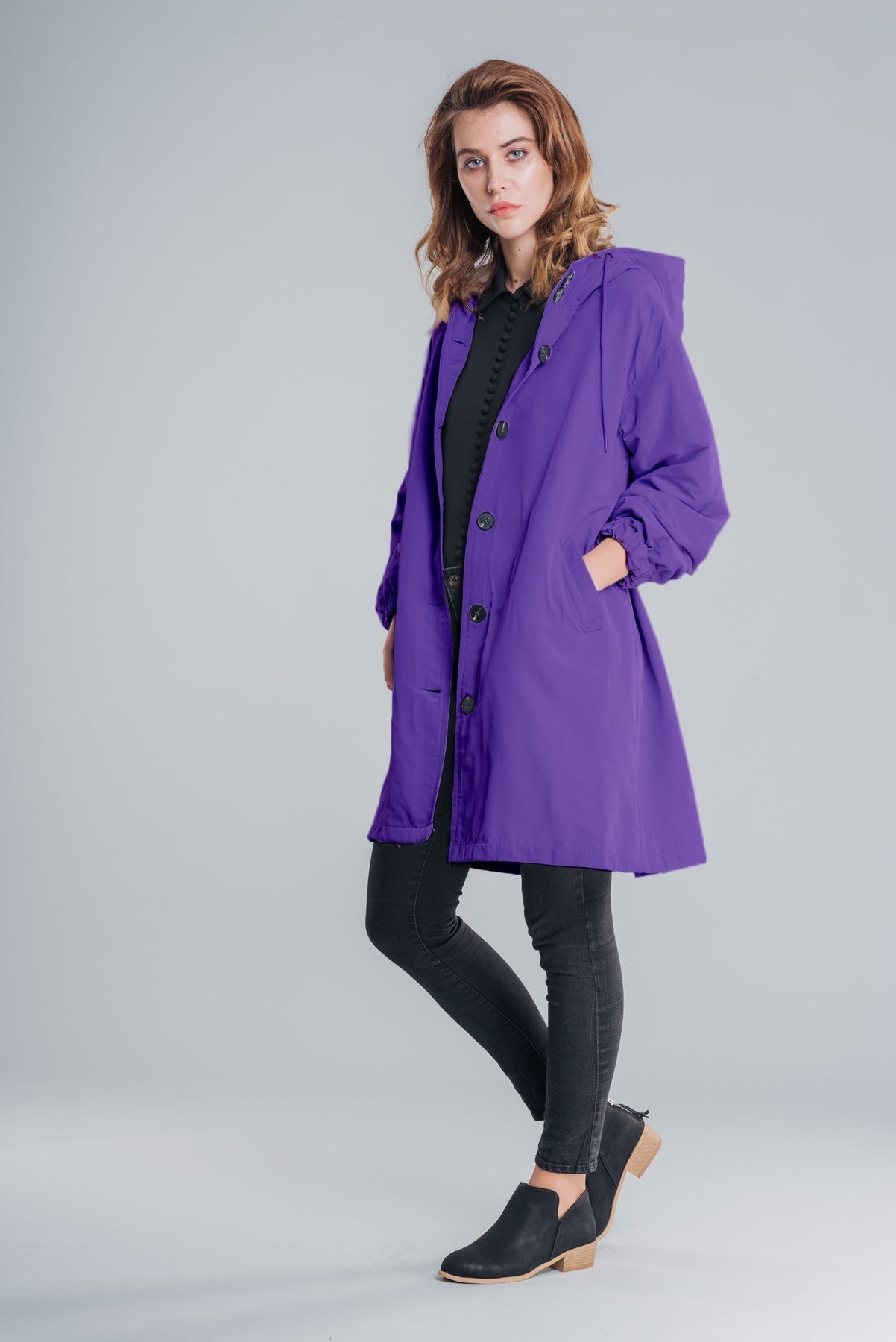 Rebecca | Dames Casual Lange Jas met Capuchon en Knopen