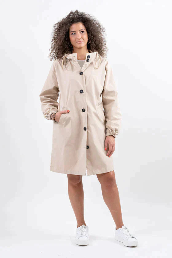 Rebecca | Dames Casual Lange Jas met Capuchon en Knopen