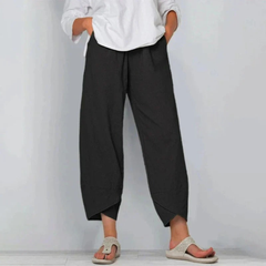 Eleonora | Dames Casual Cropped Broek Met Wijde Pijpen