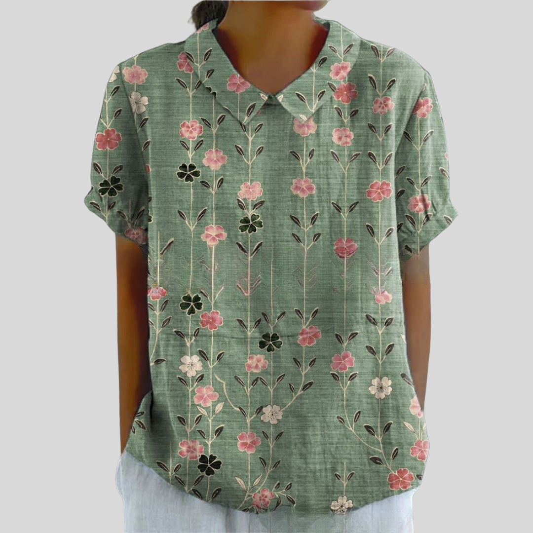 Daisy | Dames Casual Top Met Bloemenprint En Kraag