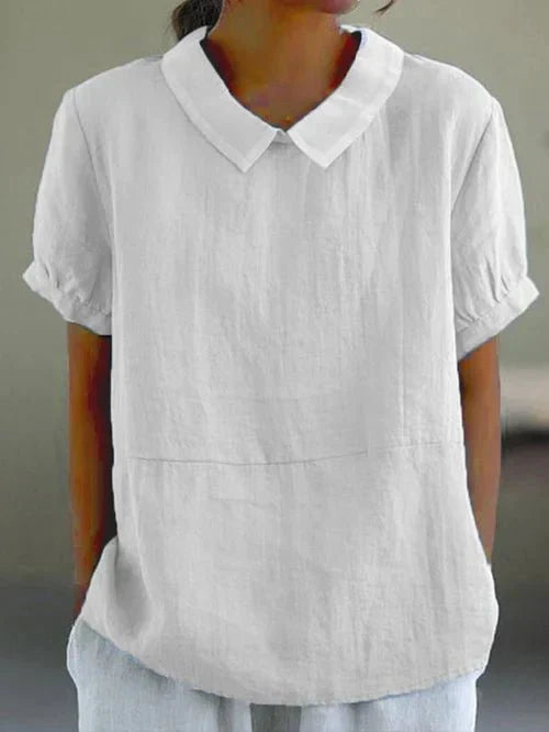 Sophie | Dames Linnen Blouse Met Peter Pan Kraag