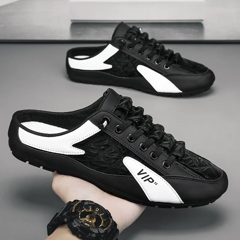 Finn | Heren Vetersluiting Half-Open Sneaker Muiltjes Casual Schoenen