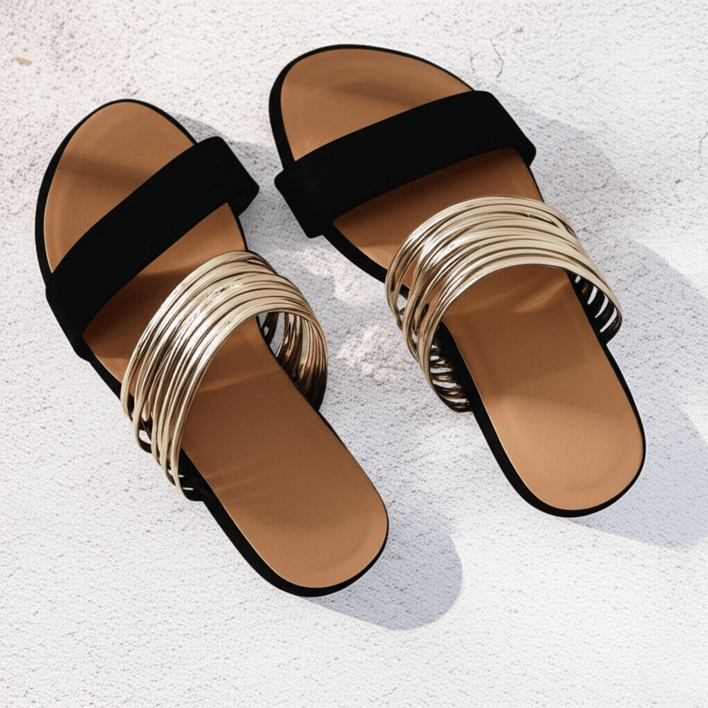 Tessa | Dames Instap Flats Met Open Teen En Dubbele Band