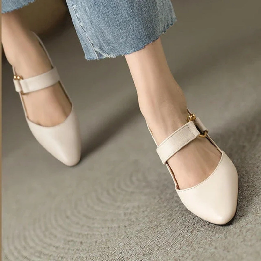 Ingrid | Dames Slingback Mary Jane Hakken Met Blokhak En Puntneus