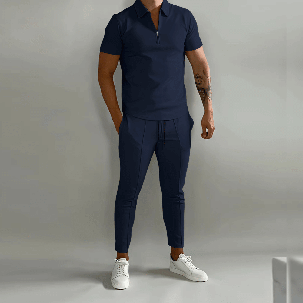 Anthony | Heren Tweedelig Set met Ritssluiting Shirt