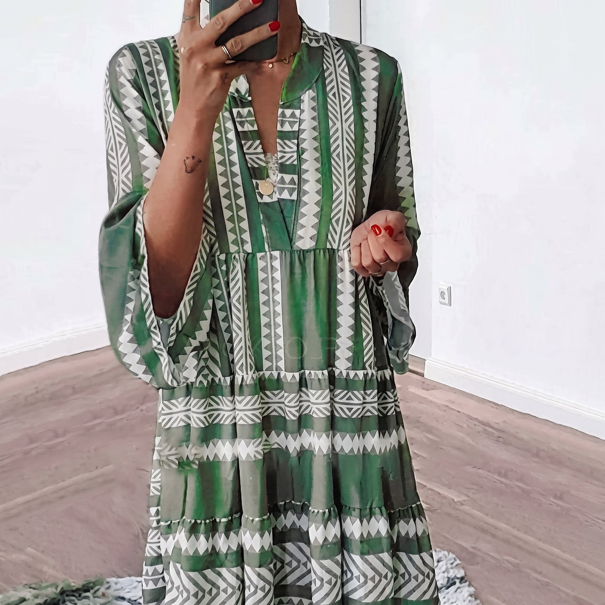 Lieke | Dames Boho Gelaagde Tunic Jurk Loshangende Zomerse Bohemian Stijl