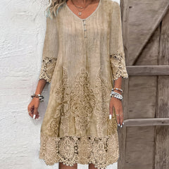 Sanne | Dames Bohemian Gebloemde Tunic Jurk Kanten Mouwen