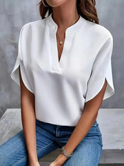 Angelica | Dames Elegante V-hals Blouse Met Splitmouwen