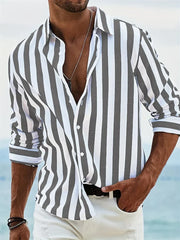 Athena | Heren Zomer Gestreept Relaxed Shirt
