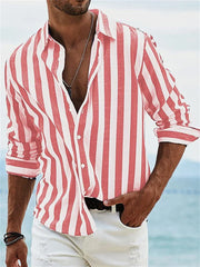 Athena | Heren Zomer Gestreept Relaxed Shirt