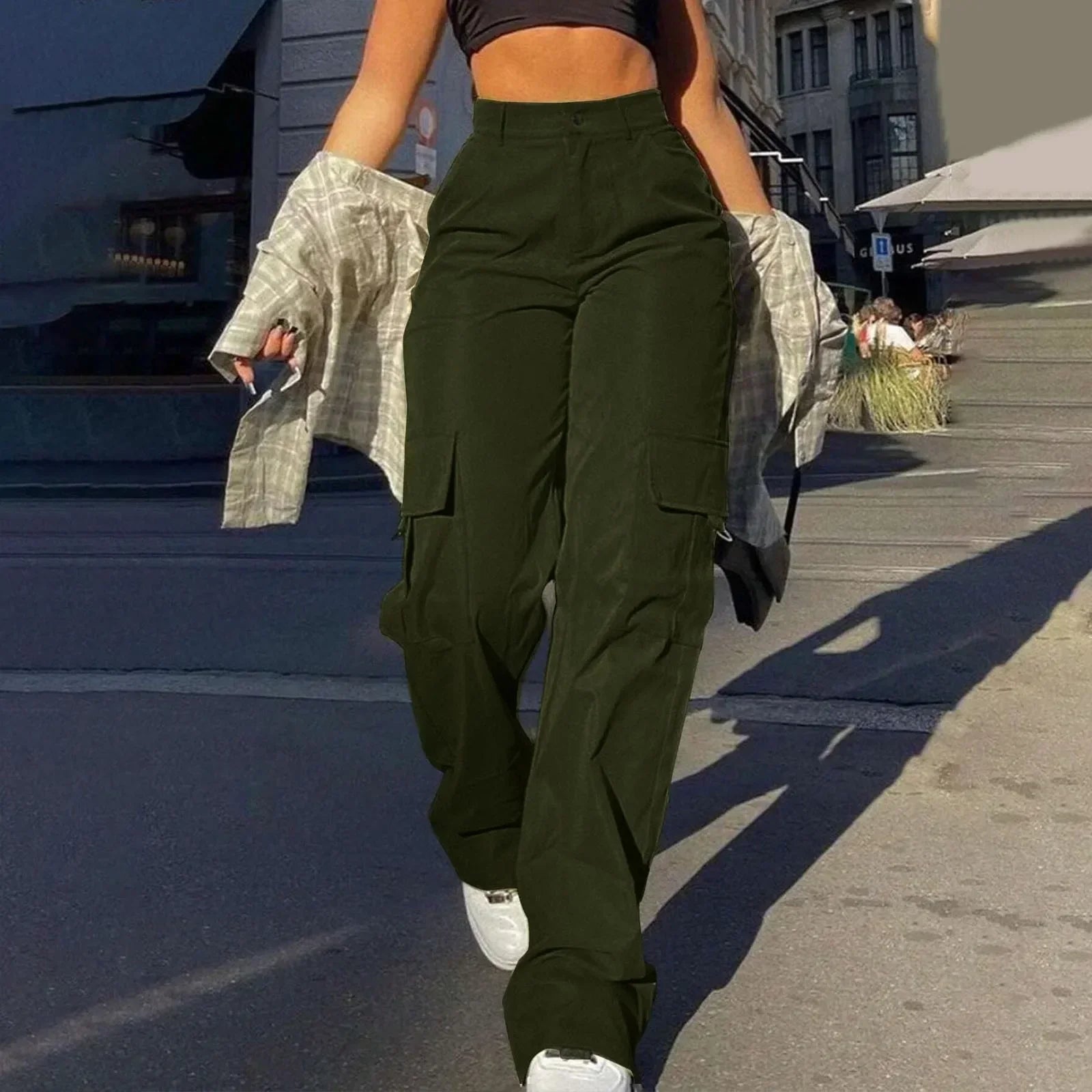 Athena | Damen Hochtaillierte Street-Cargo-Hose