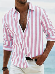Athena | Heren Zomer Gestreept Relaxed Shirt