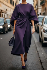 Addison | Dame Kimono Mouw Ceintuur Midi Jurk
