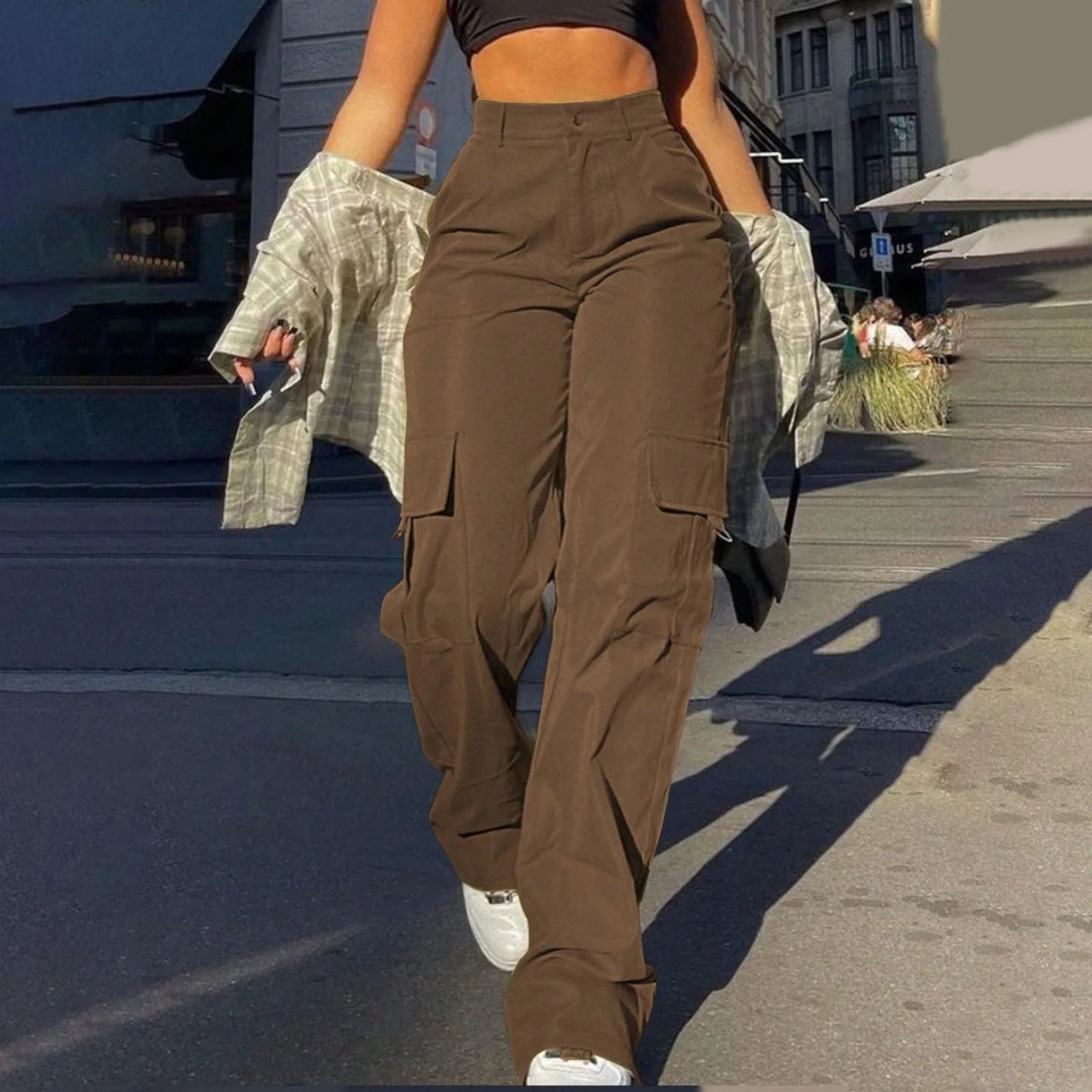 Athena | Damen Hochtaillierte Street-Cargo-Hose