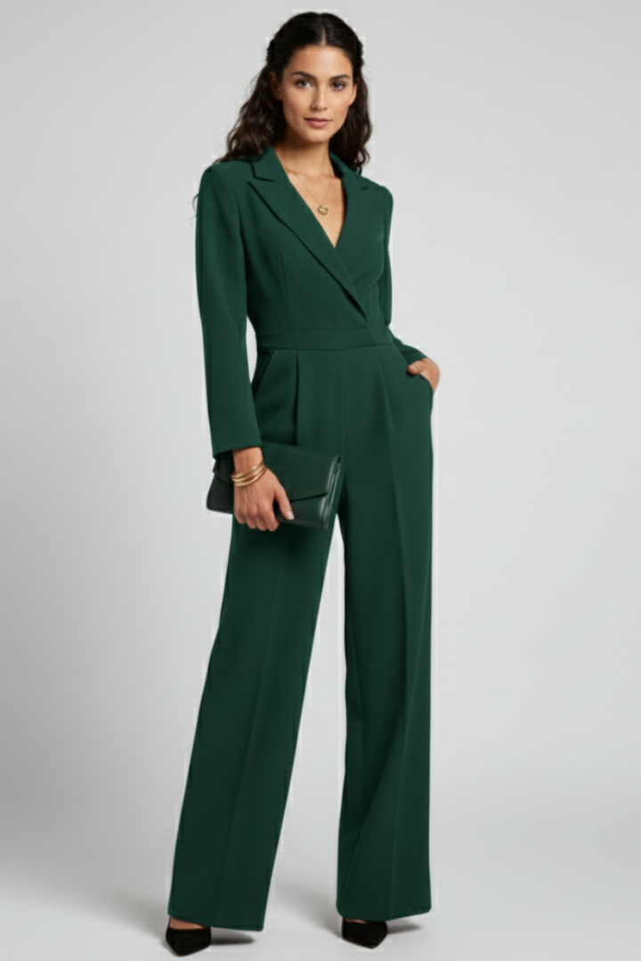 Madelyn | Dames Wikkel-Front Getailleerde Wide-Leg Jumpsuit