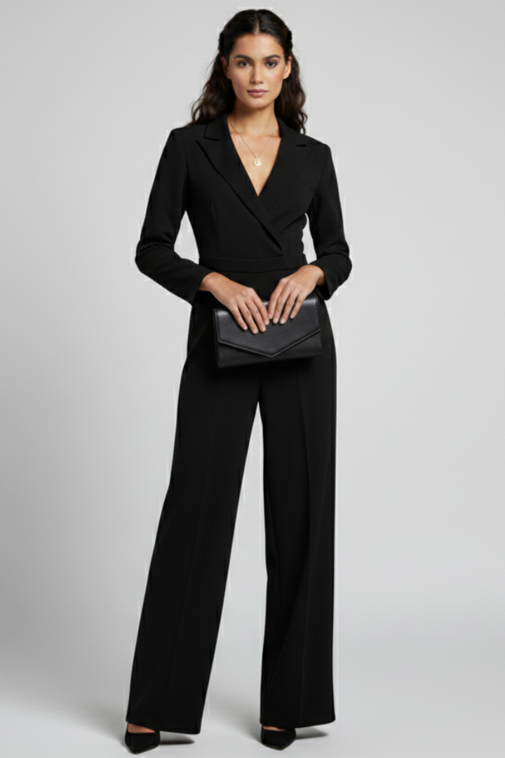 Madelyn | Dames Wikkel-Front Getailleerde Wide-Leg Jumpsuit