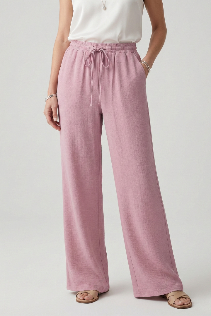 Julia | Dames casual Palazzo-broek met elastische tailleband en zijzakken