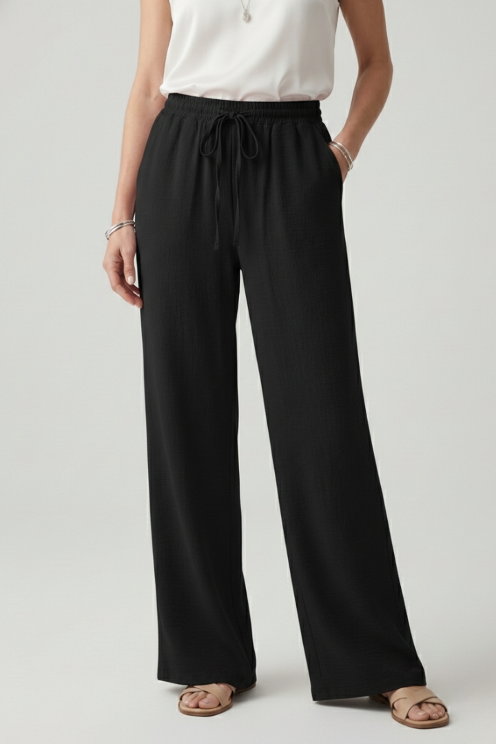 Julia | Dames casual Palazzo-broek met elastische tailleband en zijzakken
