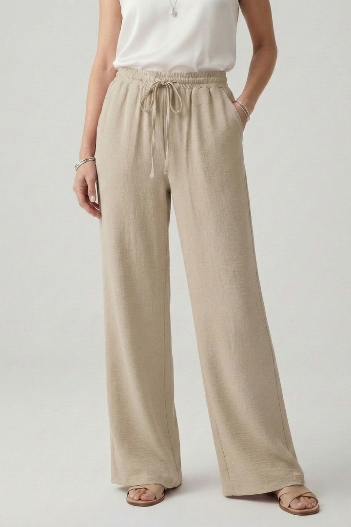Julia | Dames casual Palazzo-broek met elastische tailleband en zijzakken