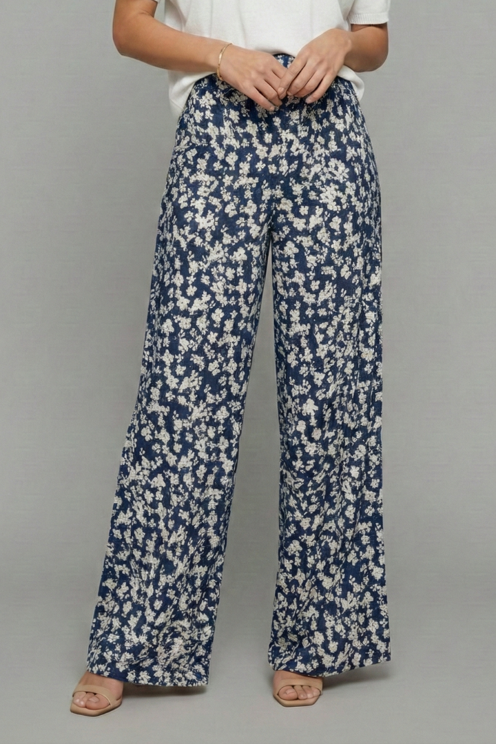 Amira | Dames casual Palazzo-broek met bloemenpatroon en wijd been