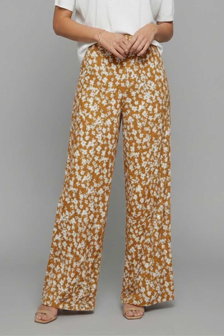 Amira | Dames casual Palazzo-broek met bloemenpatroon en wijd been