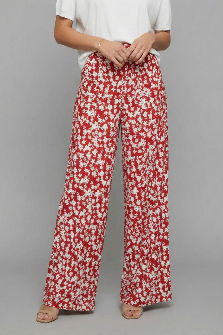 Amira | Dames casual Palazzo-broek met bloemenpatroon en wijd been