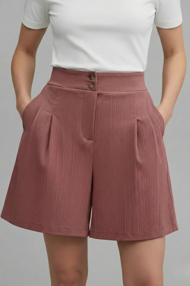 Rachel | Dames Hoge Taille Shorts met Wijde Pijpen