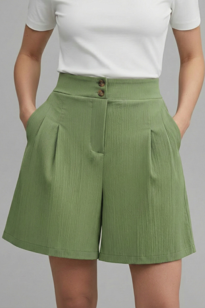 Rachel | Dames Hoge Taille Shorts met Wijde Pijpen