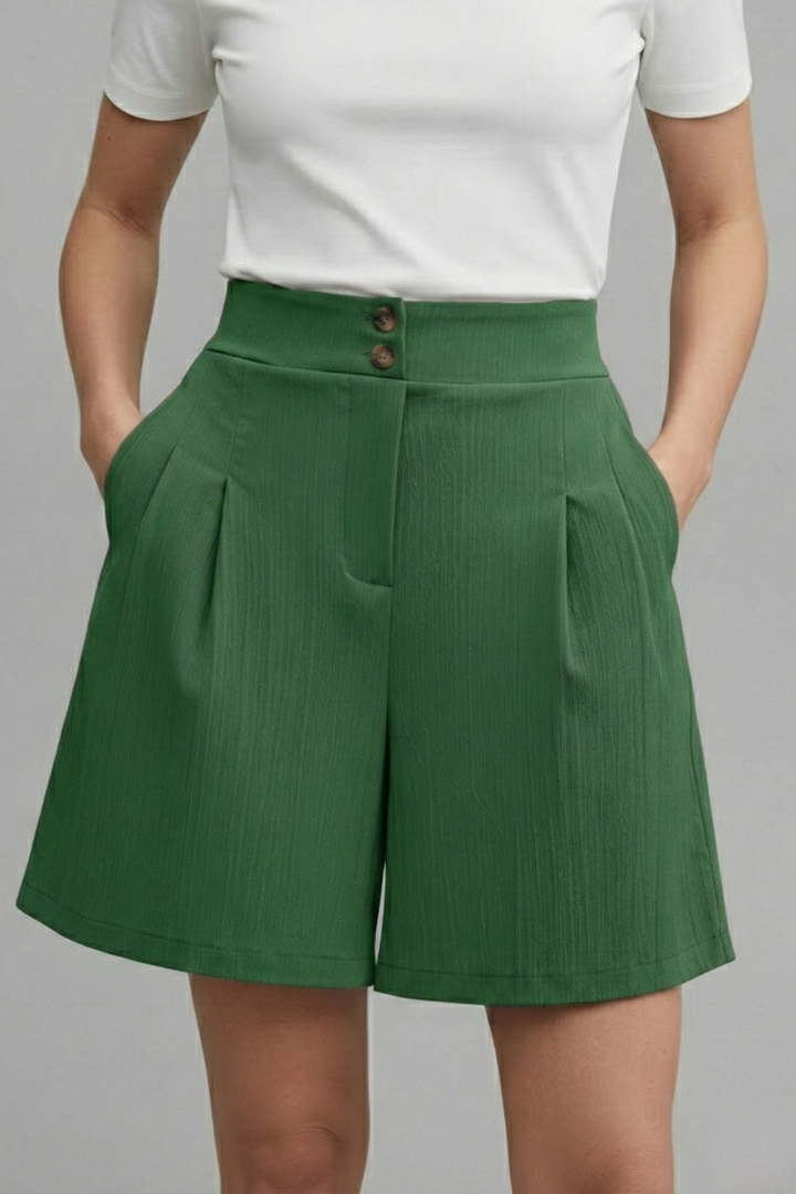 Rachel | Dames Hoge Taille Shorts met Wijde Pijpen