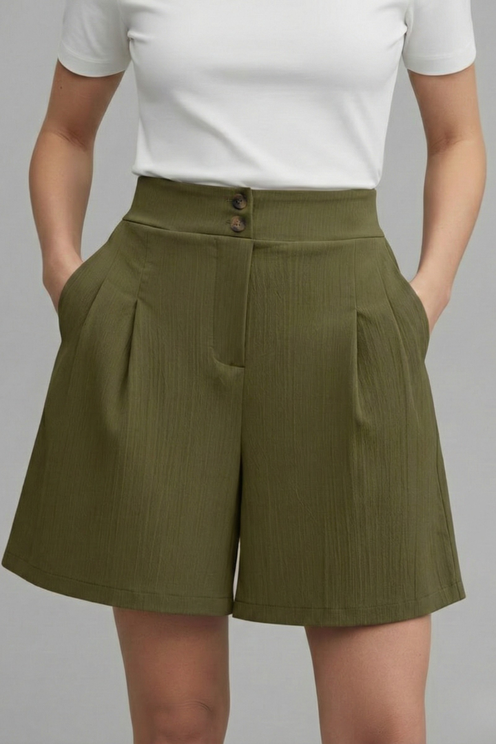 Rachel | Dames Hoge Taille Shorts met Wijde Pijpen