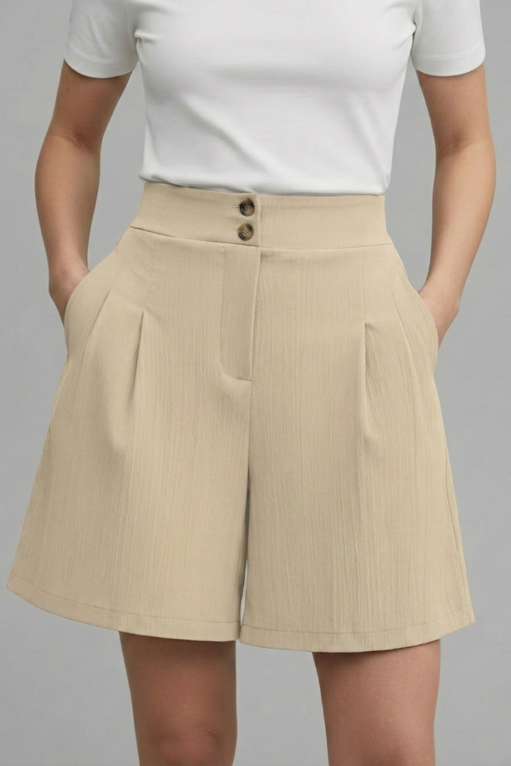 Rachel | Dames Hoge Taille Shorts met Wijde Pijpen