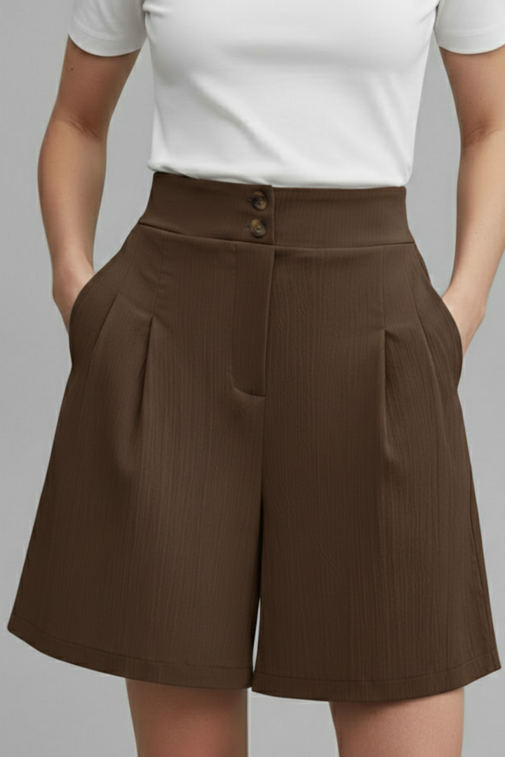 Rachel | Dames Hoge Taille Shorts met Wijde Pijpen