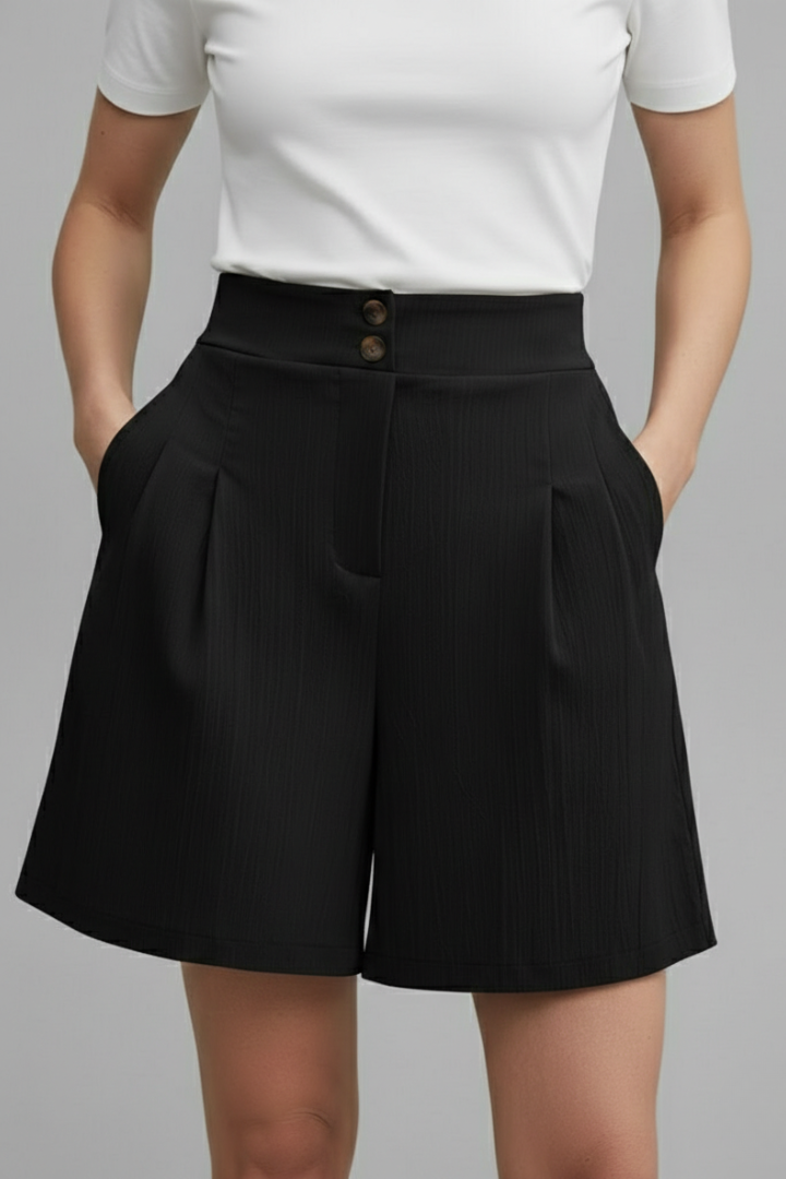 Rachel | Dames Hoge Taille Shorts met Wijde Pijpen
