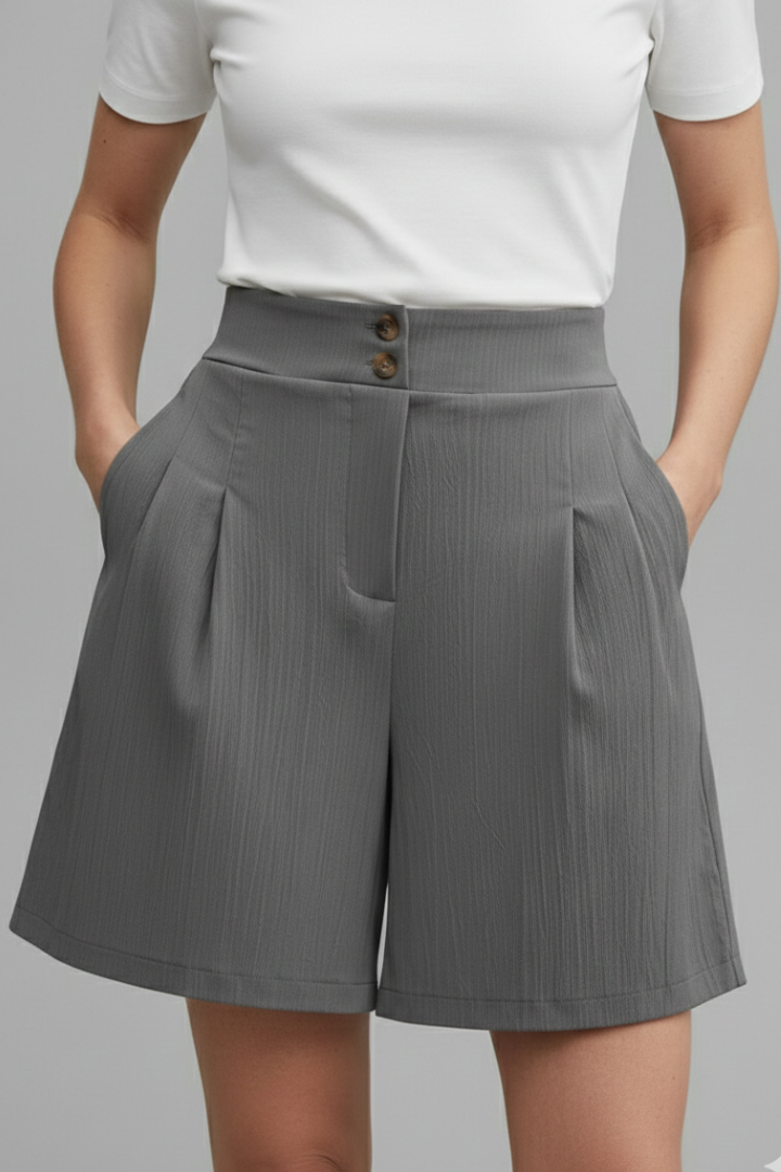 Rachel | Dames Hoge Taille Shorts met Wijde Pijpen