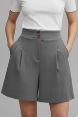 Rachel | Dames Hoge Taille Shorts met Wijde Pijpen
