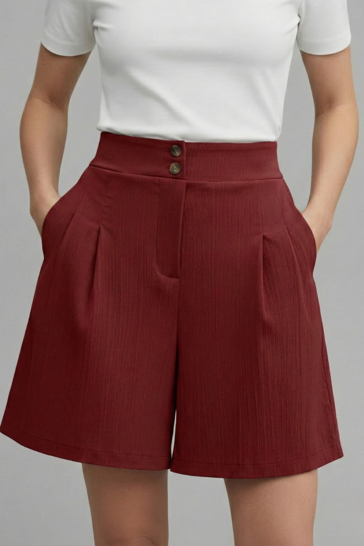 Rachel | Dames Hoge Taille Shorts met Wijde Pijpen