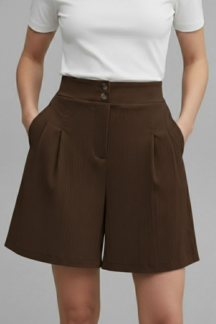 Rachel | Dames Hoge Taille Shorts met Wijde Pijpen