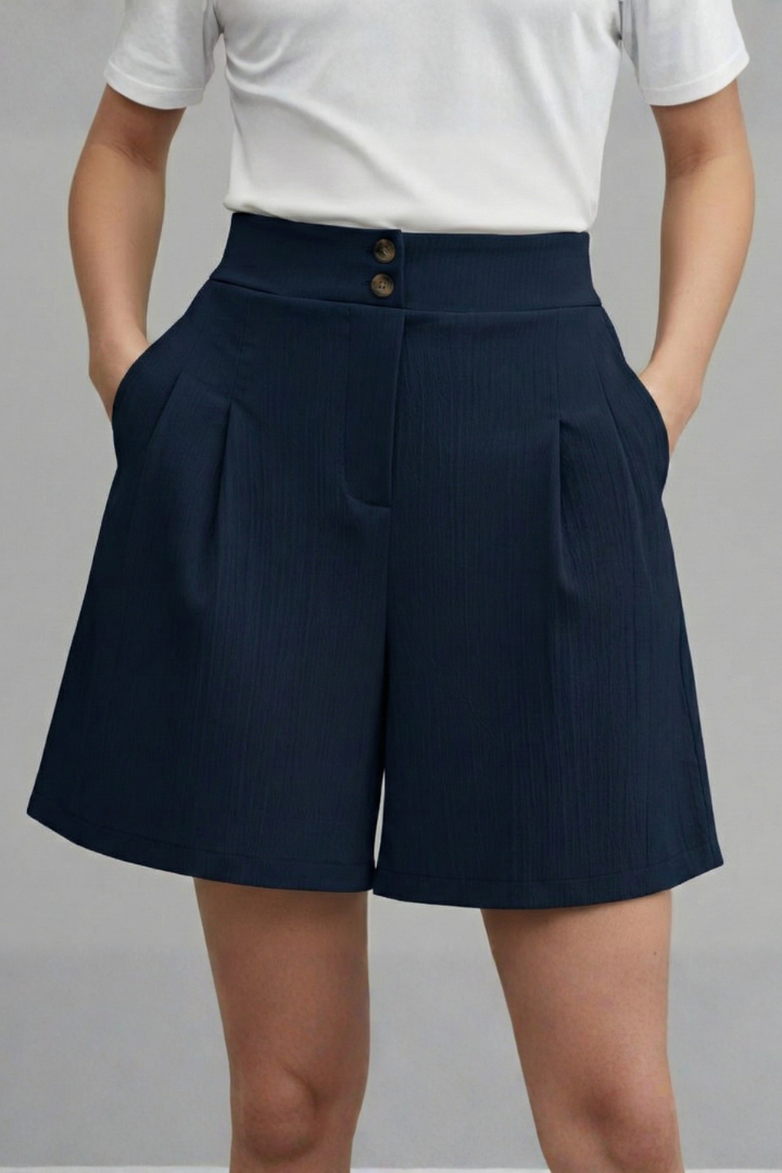 Rachel | Dames Hoge Taille Shorts met Wijde Pijpen
