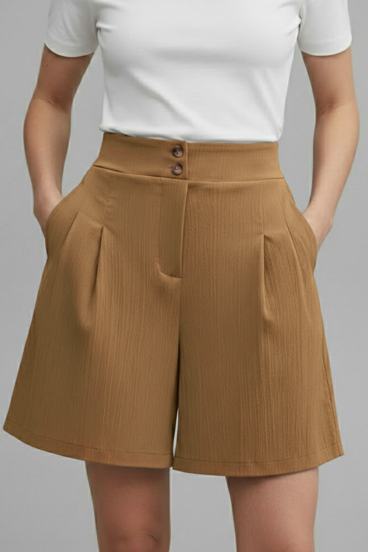 Rachel | Dames Hoge Taille Shorts met Wijde Pijpen