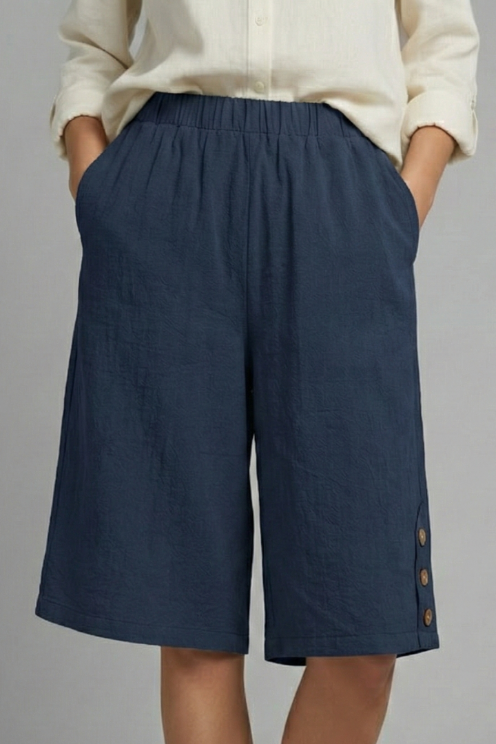 Mariana | Dames Shorts met elastische tailleband, wijde pijpen en knoopsluiting