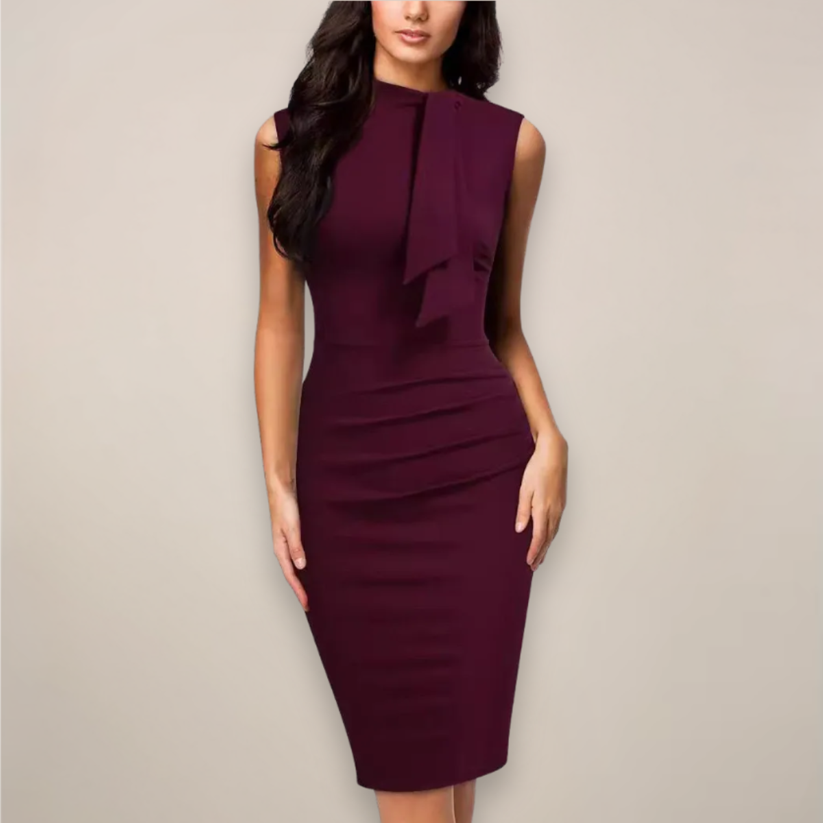 Riley | Dames Mouwloze Sheath Midi-jurk Klassiek