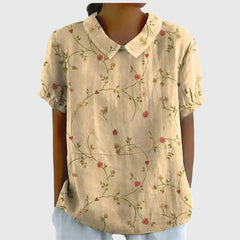Blake | Dames Blouse met Bloemenkraag en Korte Mouwen