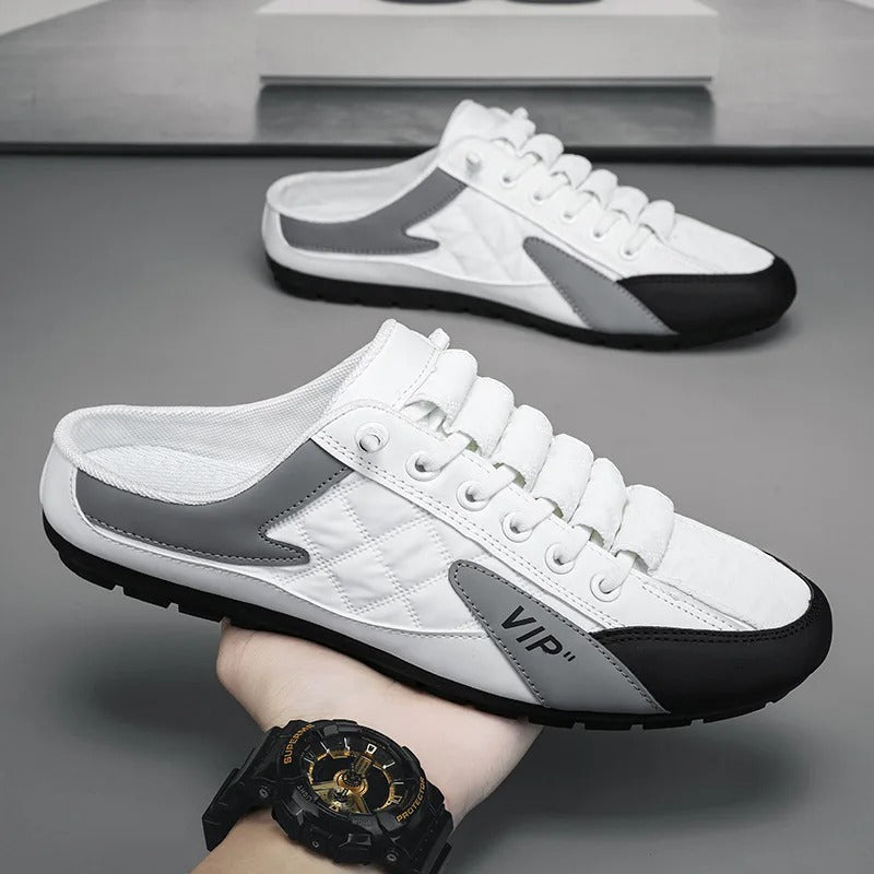Finn | Heren Vetersluiting Half-Open Sneaker Muiltjes Casual Schoenen