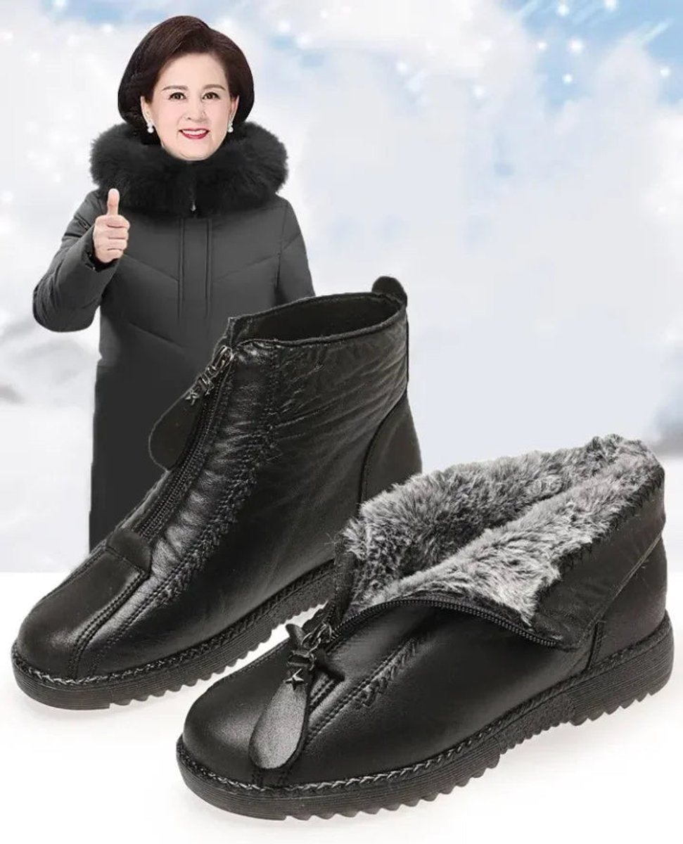 Tessa | Dames Antislip Gevoerde Leren Ankle Boots met Rits