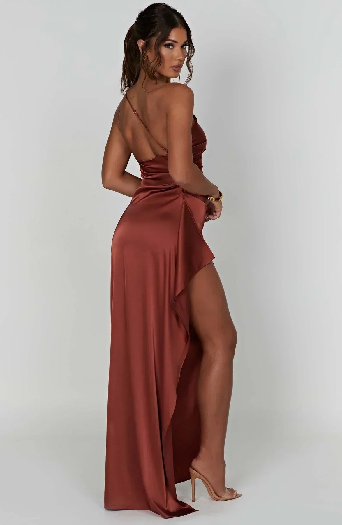 Nora | Dames Asymmetrische One-Shoulder Maxi Jurk met Hoge Split